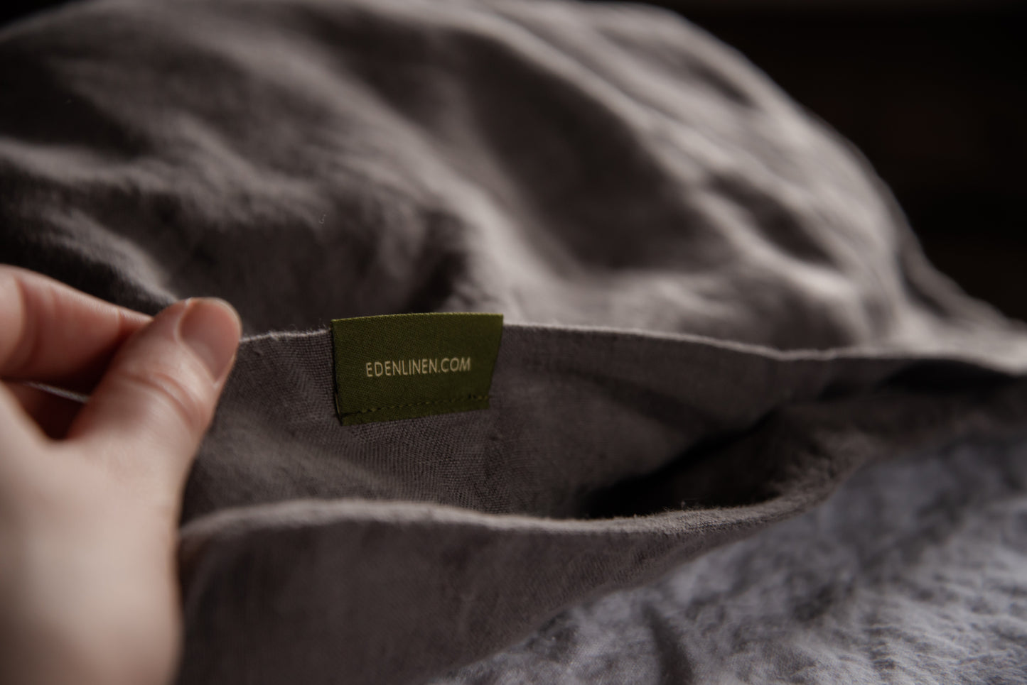 Chocolate Grey Linen Bedding Set