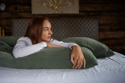 Forest Green Linen Bedding Set