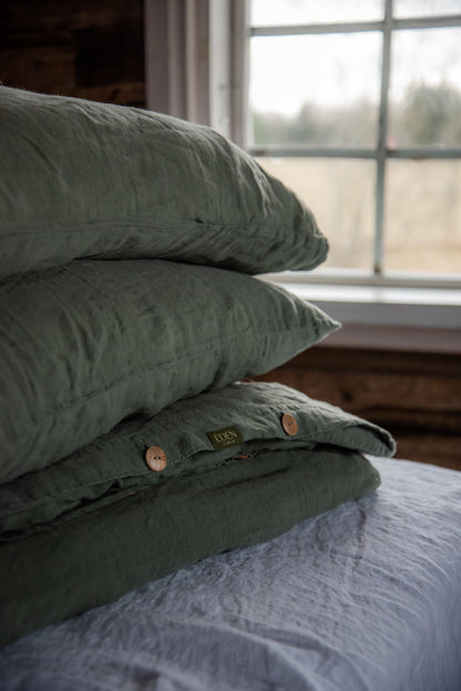 Forest Green Linen Pillowcase