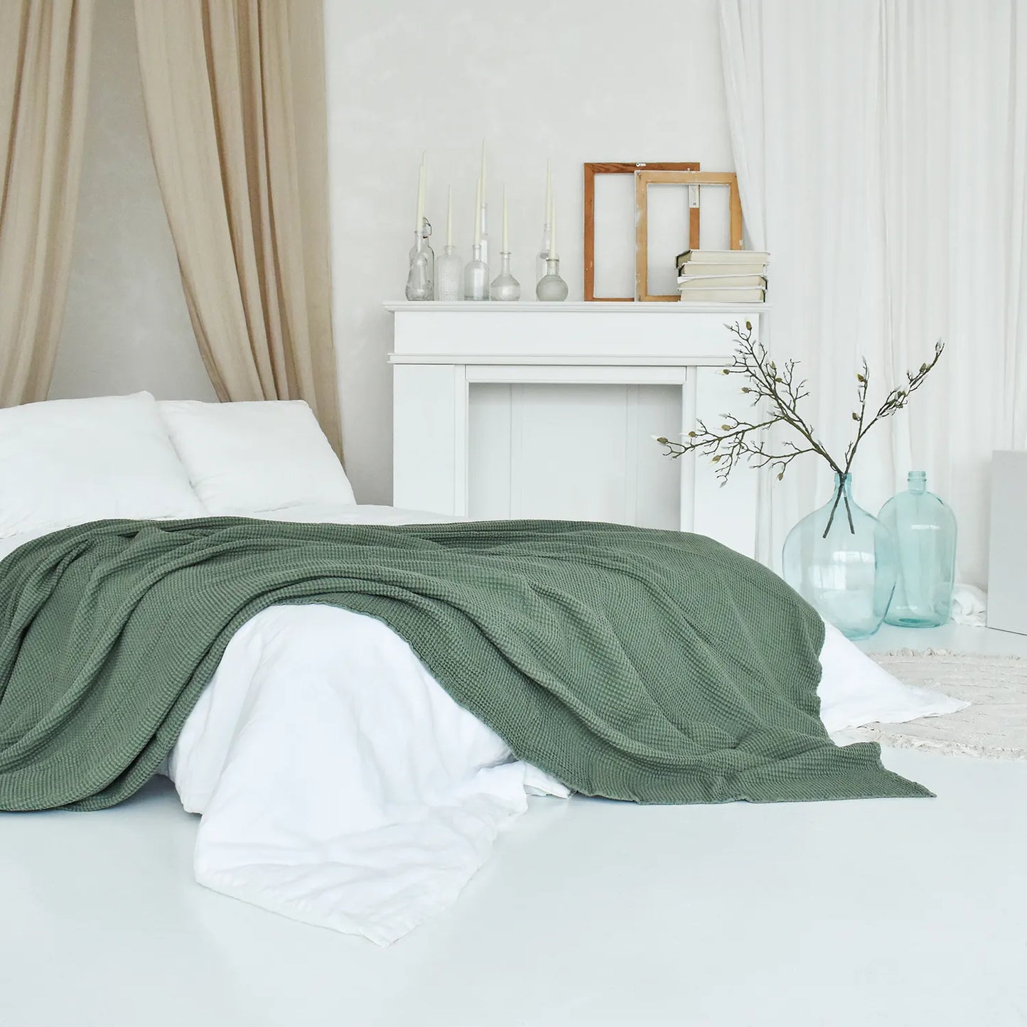 Forest Green Bedspread & Throw