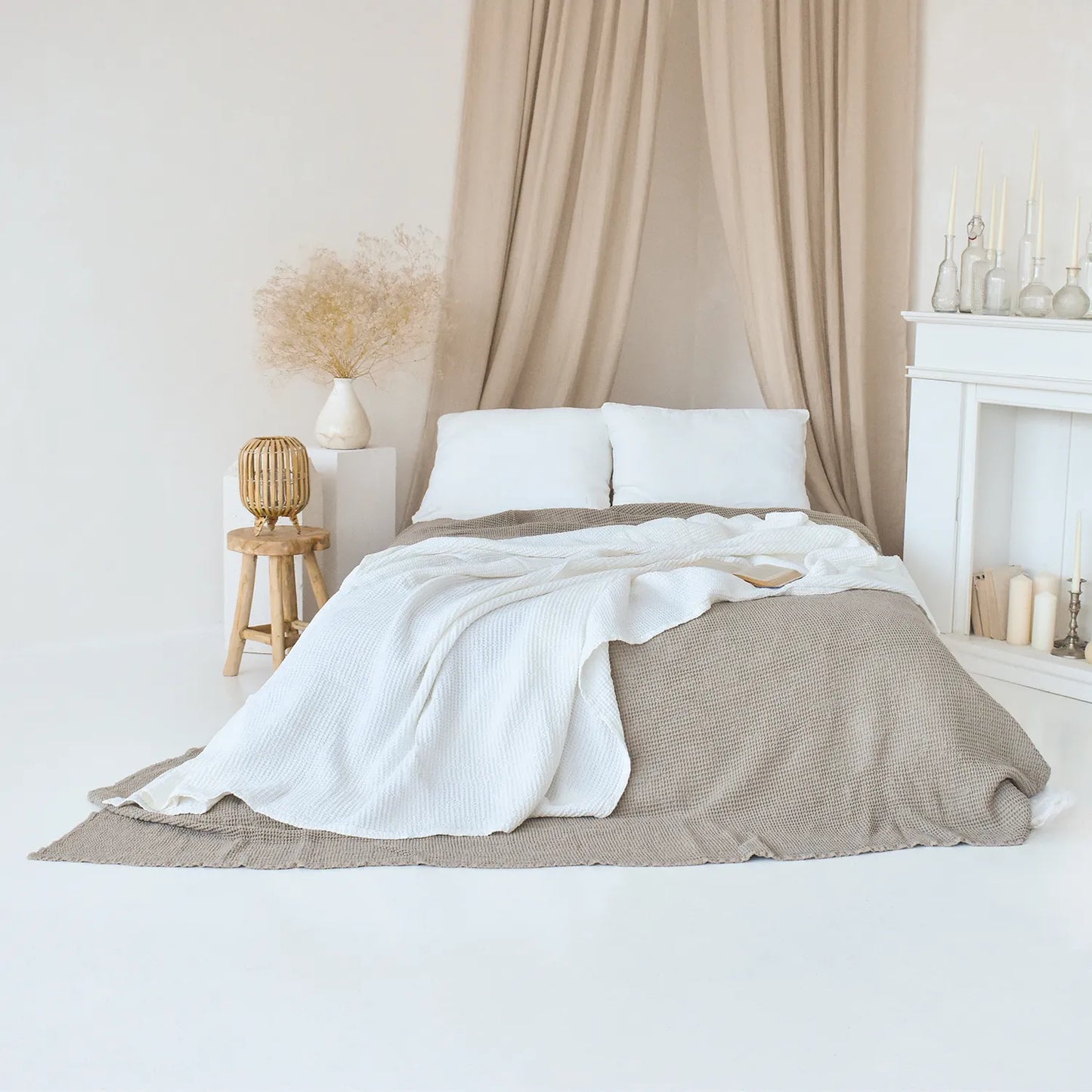 Natural White Bedspread / Throw
